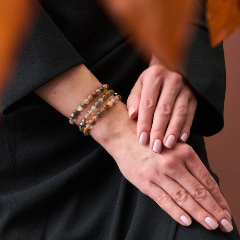 Kastanienquarz | Silber | Heilendes Edelsteinperlenarmband